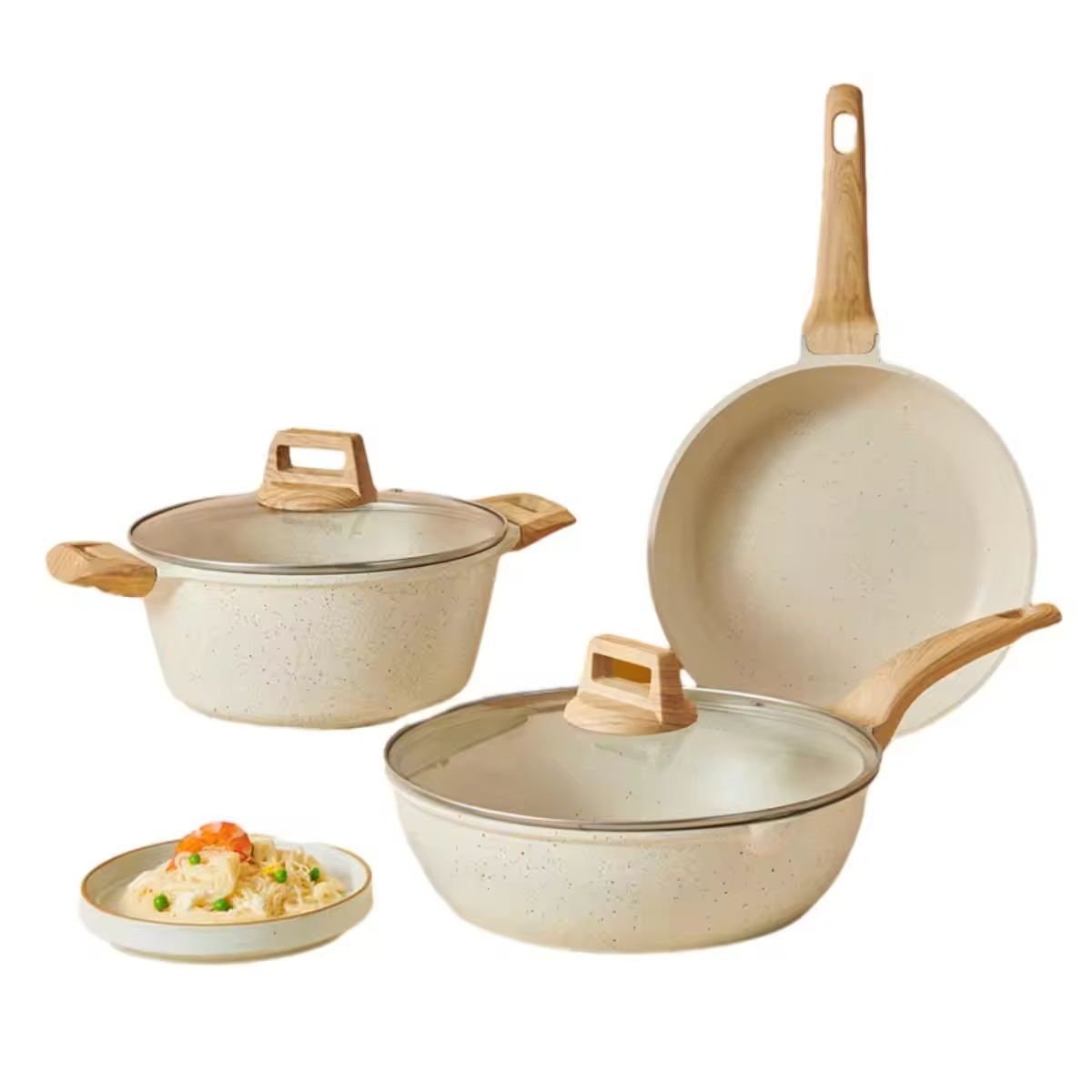 طقم أوعية الطبخ المنزلية بشعار مخصص غير لاصق من الألومنيوم