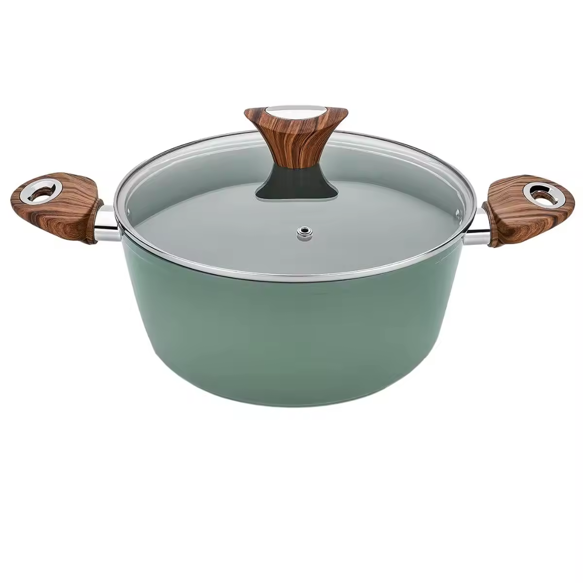 أدوات المطبخ صديقة للبيئة بشعار مخصص وعاء خزفي من الألومنيوم بمقبضين مع أغطية زجاجية