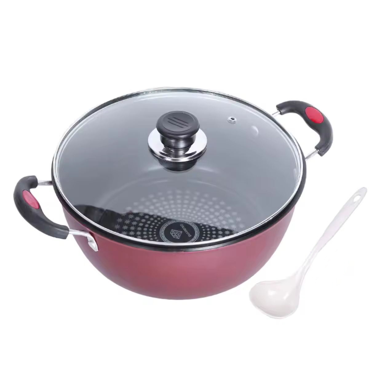 وعاء حساء سيراميك بأذنين مزدوجتين، طلاء صحي منزلي، وعاء طبخ غير لاصق